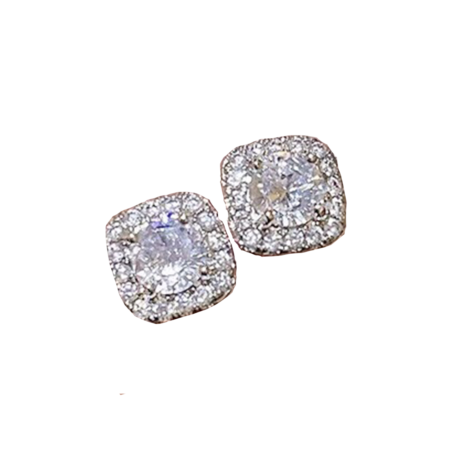 Raisove PT950鉑金2cts／2p  方糖培育鑽石耳釘(E-001)