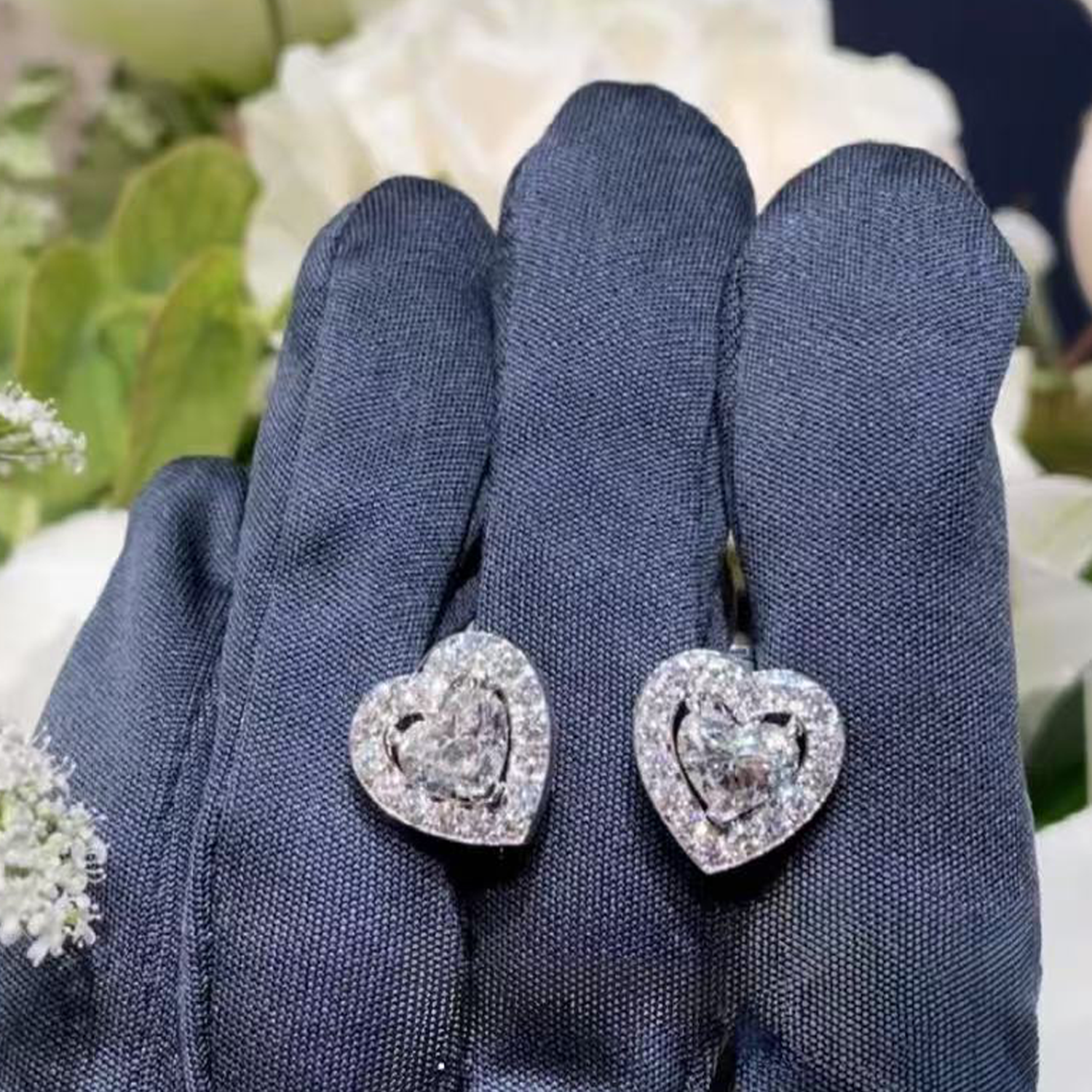 Raisove PT950鉑金 2.04cts／2p 六爪培育鑽石耳釘(E-007)