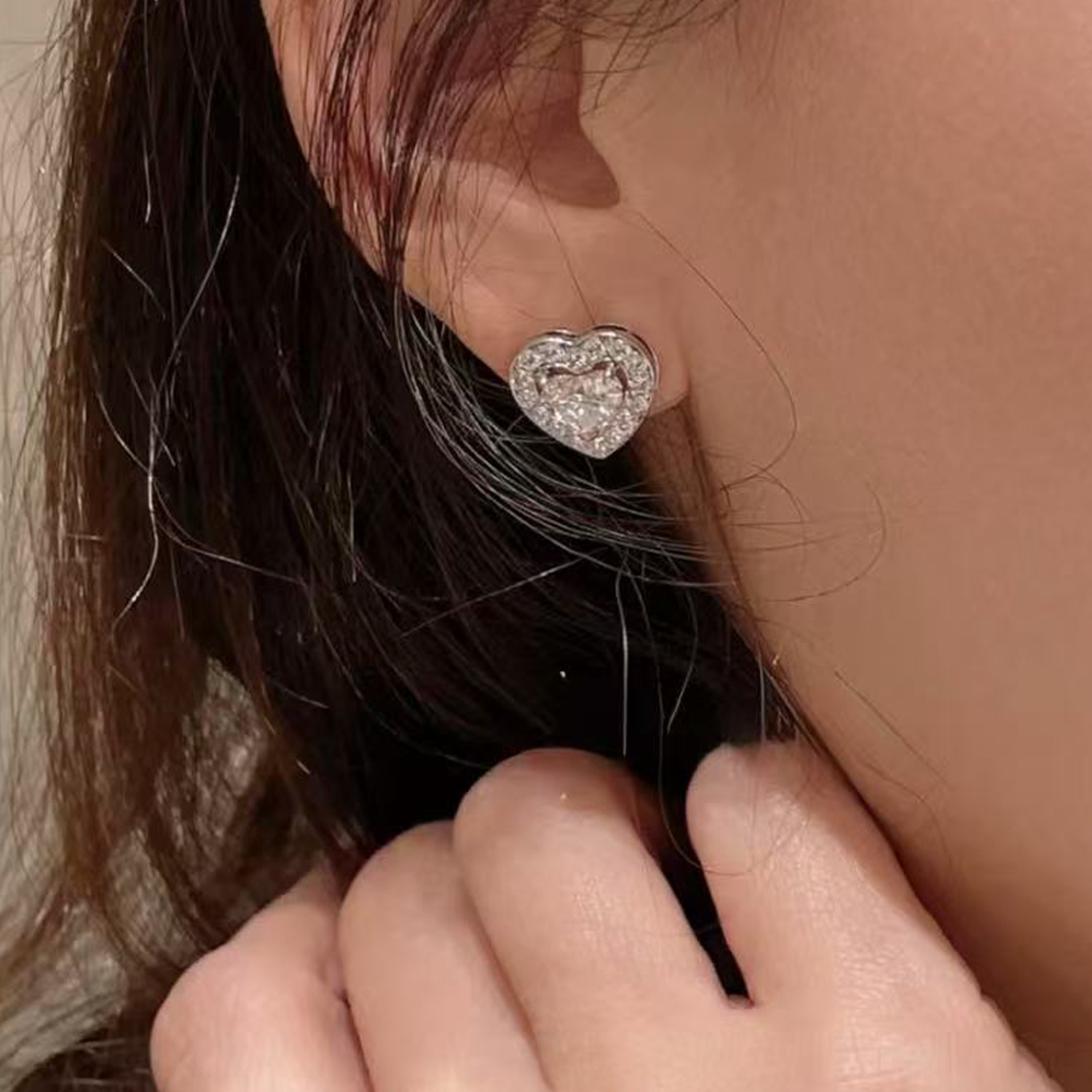 Raisove PT950鉑金 2.04cts／2p 六爪培育鑽石耳釘(E-007)