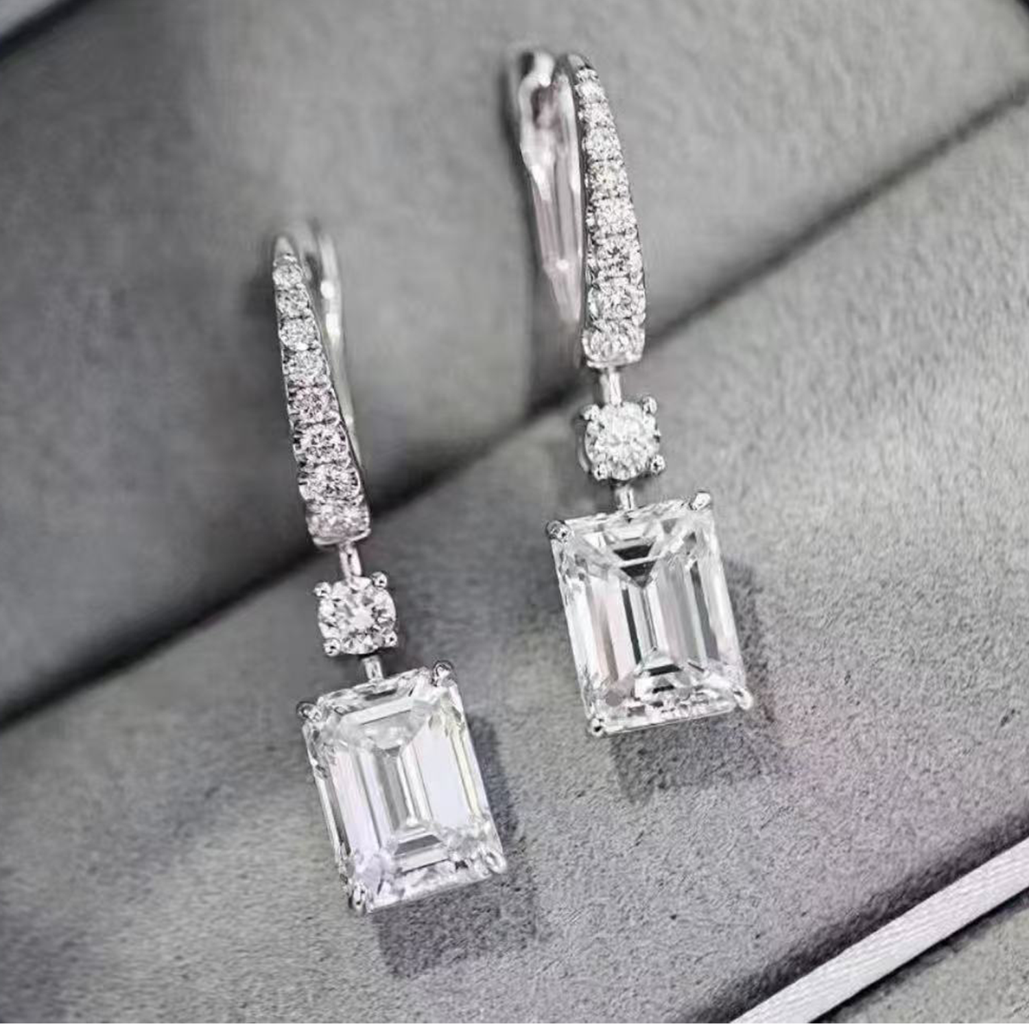 Raisove PT950鉑金 2.12cts／2p 水滴形培育鑽石耳钩(E-009)