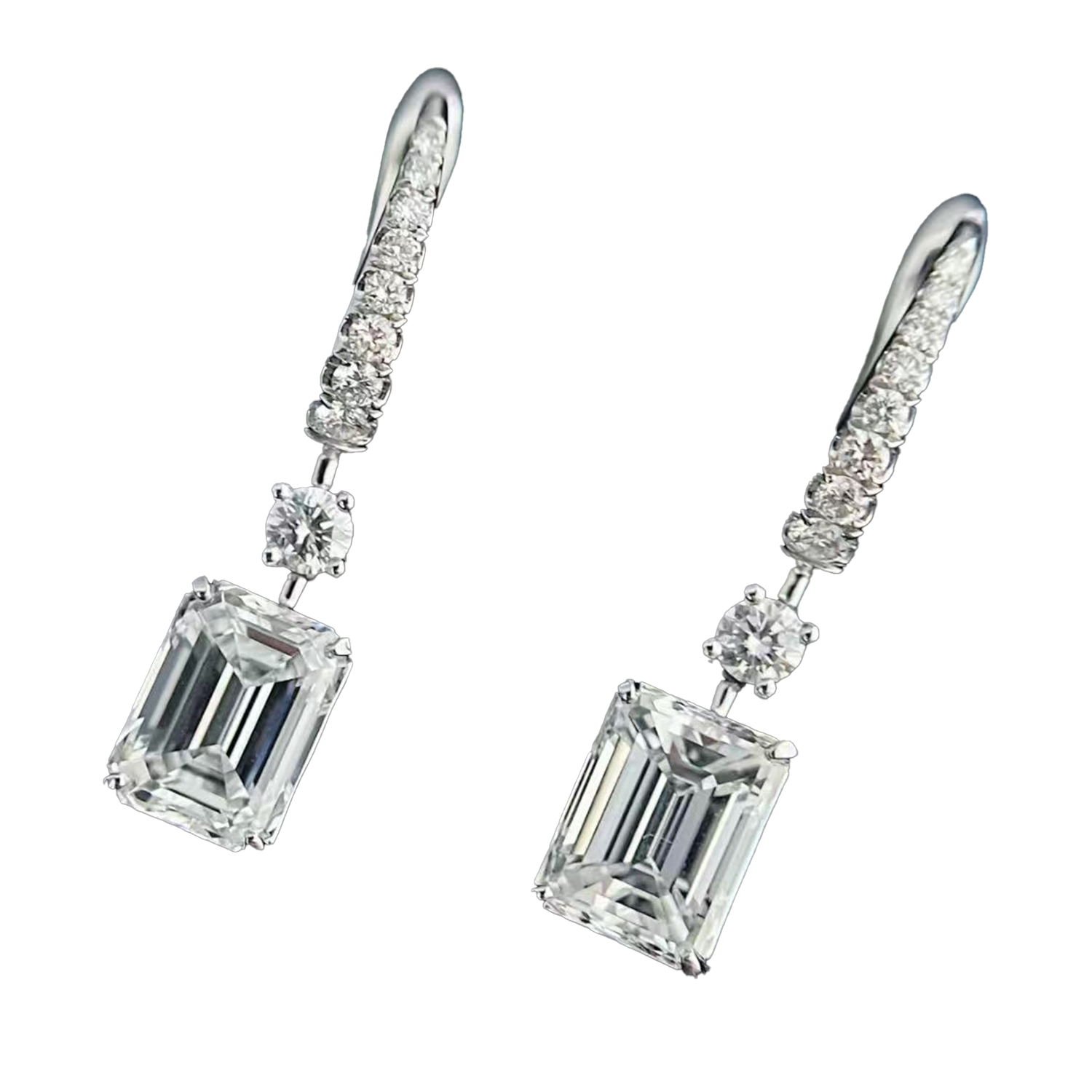 Raisove PT950鉑金 2.12cts／2p 水滴形培育鑽石耳钩(E-009)