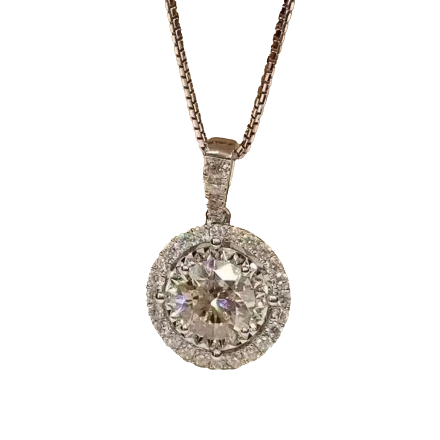 Raisove PT950鉑金 1.01cts  圓形圍鑲培育鑽石吊墜(N-002)