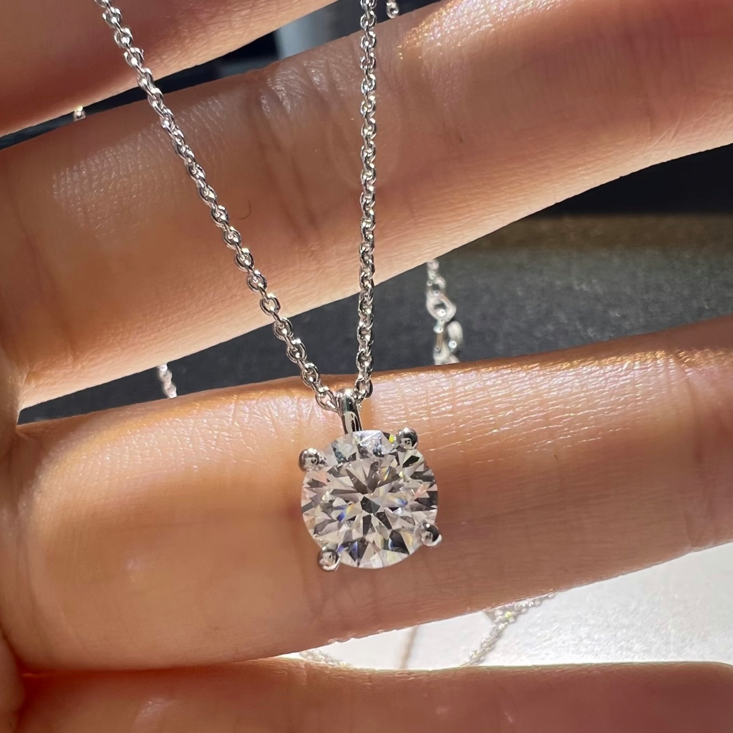 Raisove PT950鉑金 四爪經典培育鑽石吊墜(N-006)