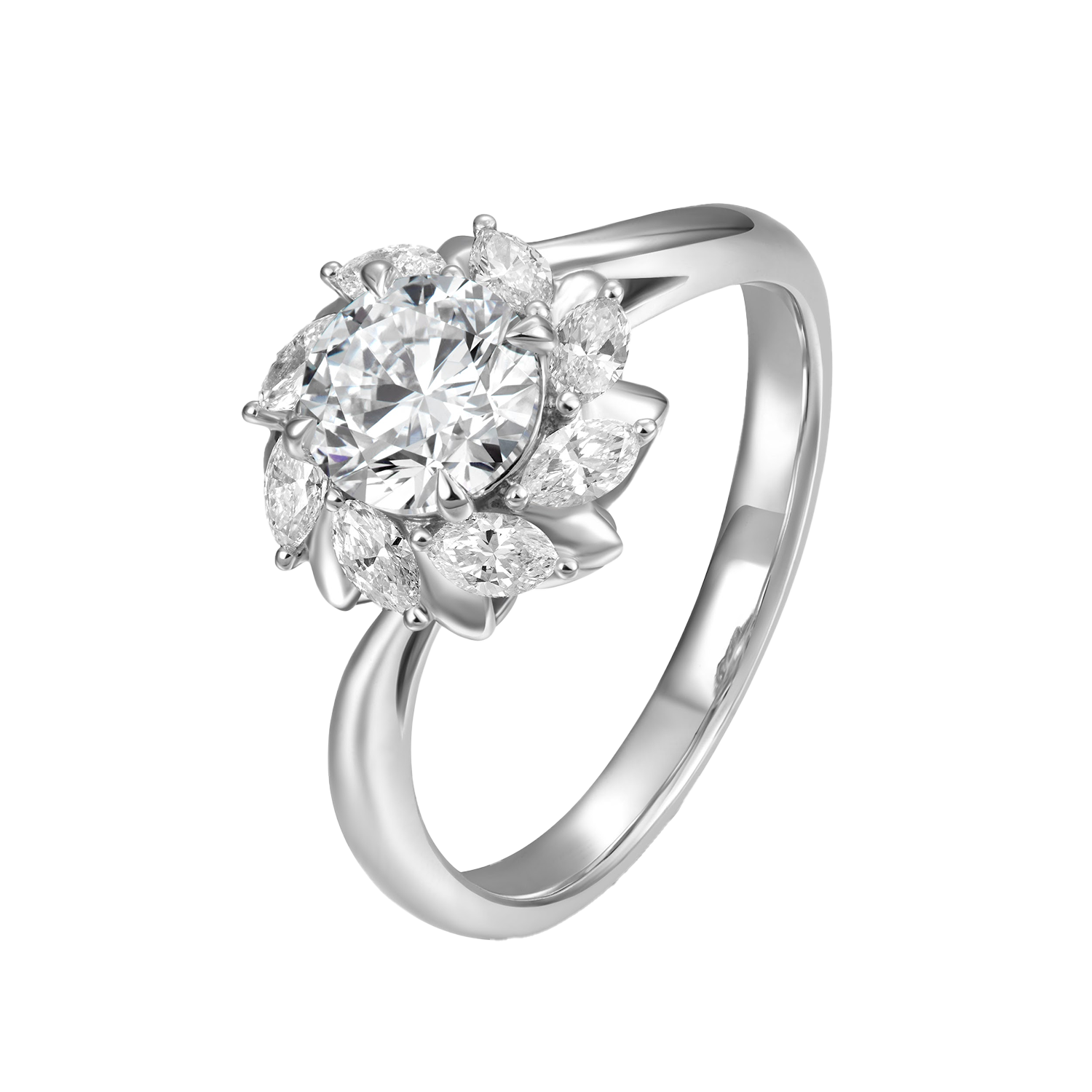 Raisove PT950鉑金 1.01cts 璀璨之花培育鑽石戒指 D色(R-001)