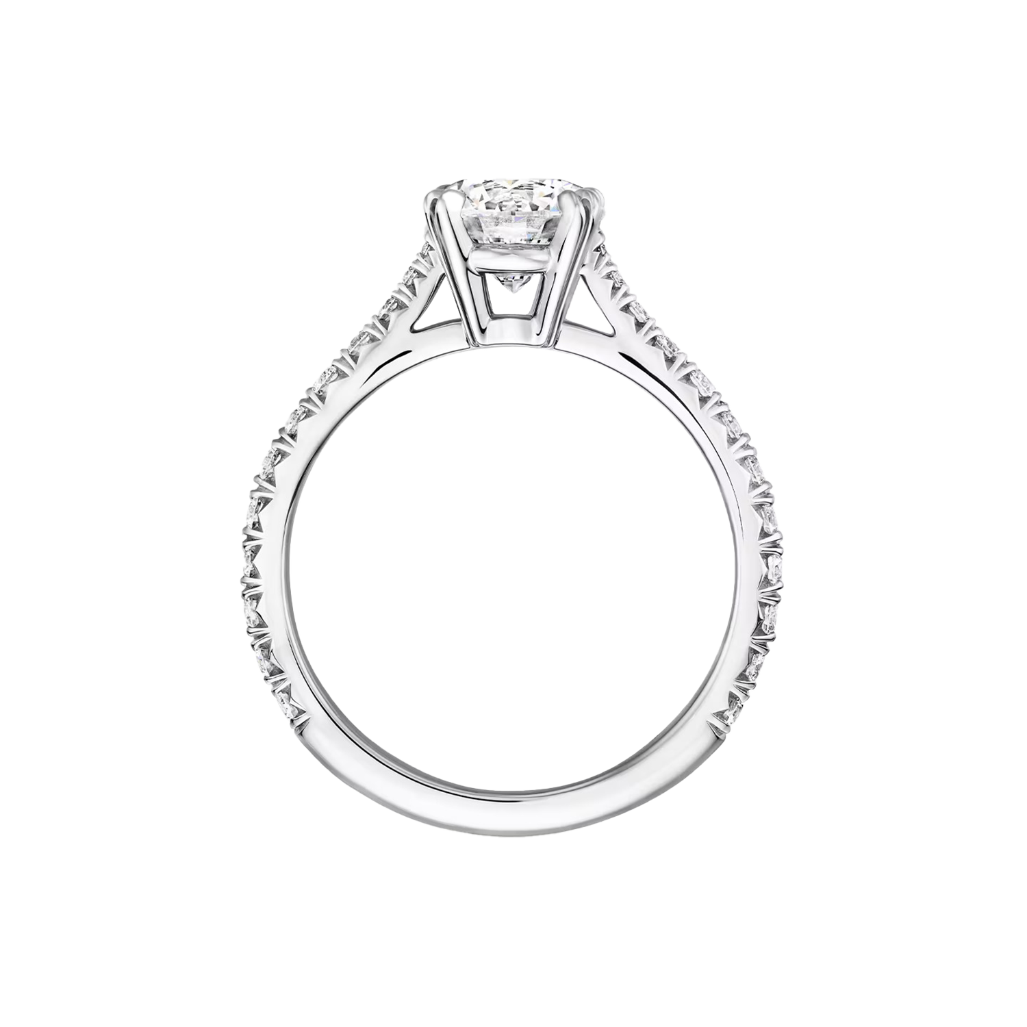 Raisove PT950鉑金 1.01cts 碎石四爪鑽戒培育鑽石戒指 D色(R-002)