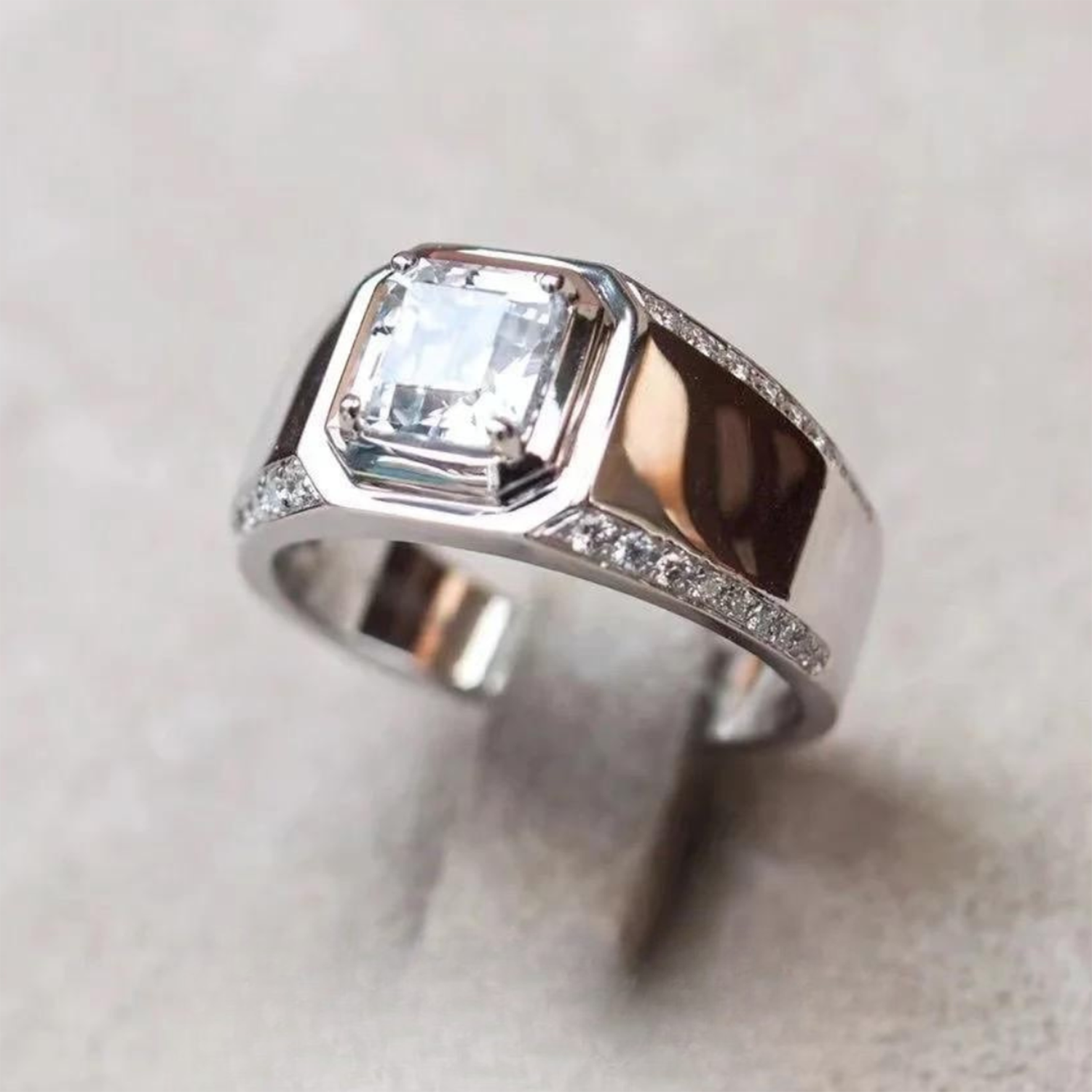 Raisove PT950鉑金 男戒培育鑽石排戒 (R-027)