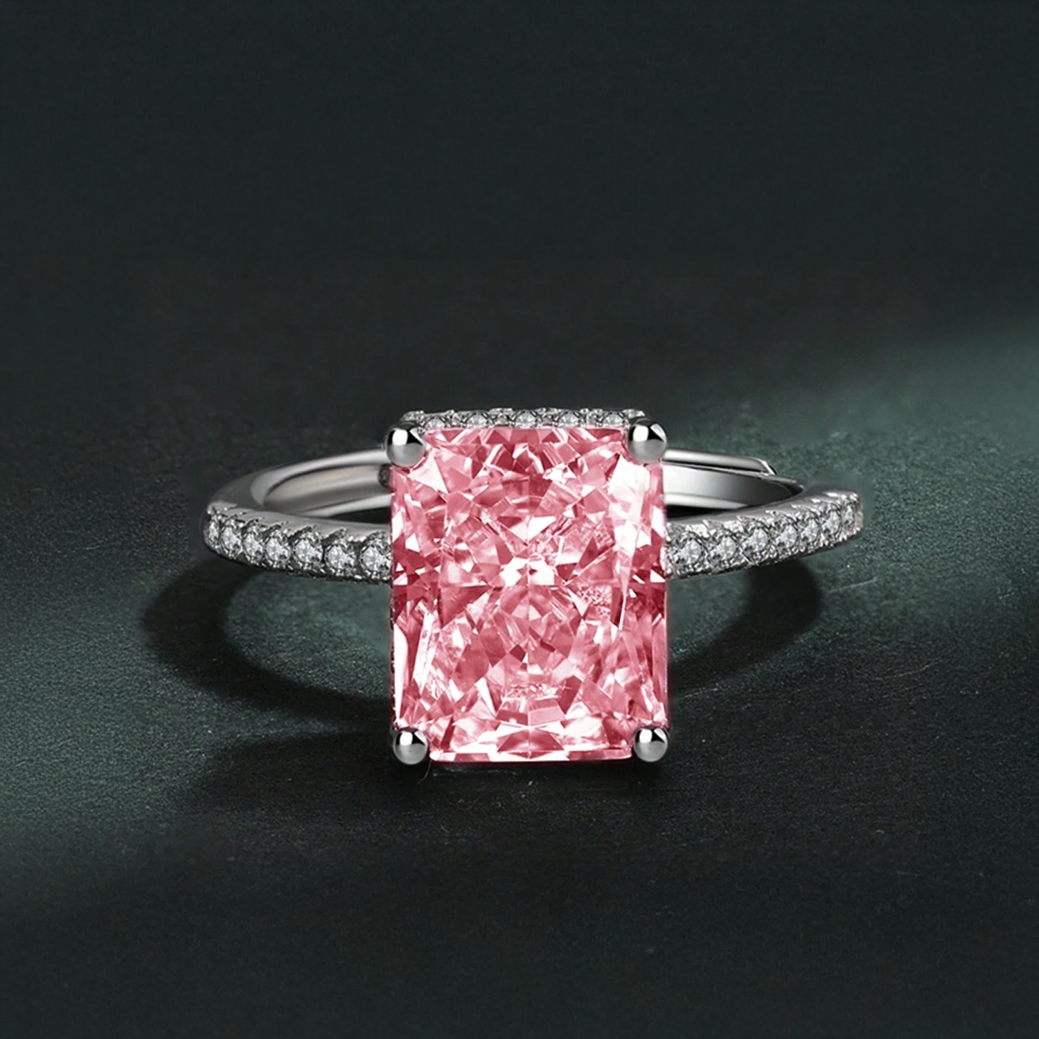 Raisove PT950鉑金 2.02cts 粉鑽祖母綠切割培育鑽石戒指 (R-029)