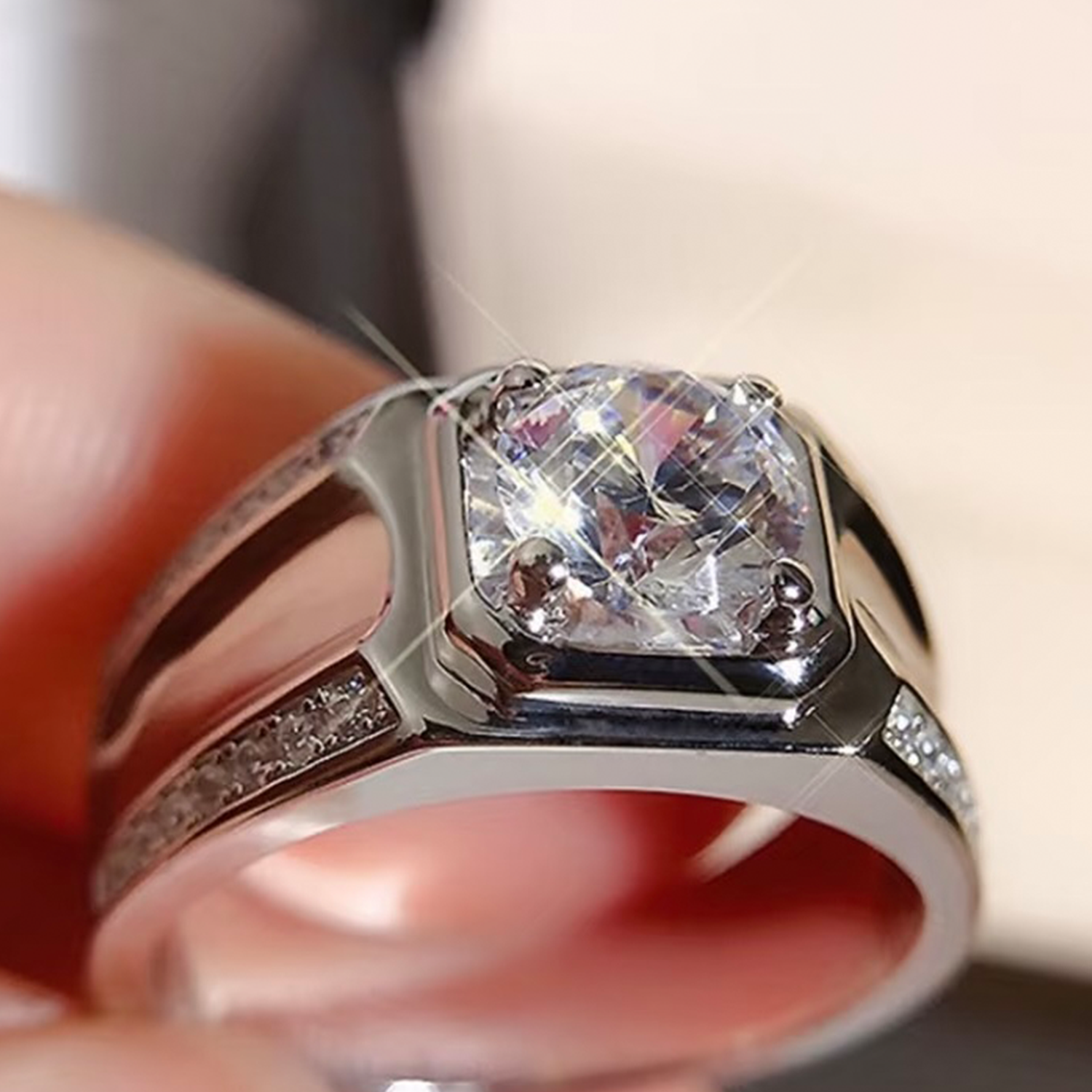 Raisove PT950鉑金 1.01cts 男戒培育鑽石戒指 (R-031)